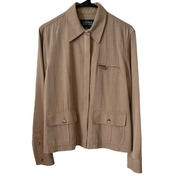 Ralph Lauren | Lightweight Silk Tan Jacket - Picture 1 of 12